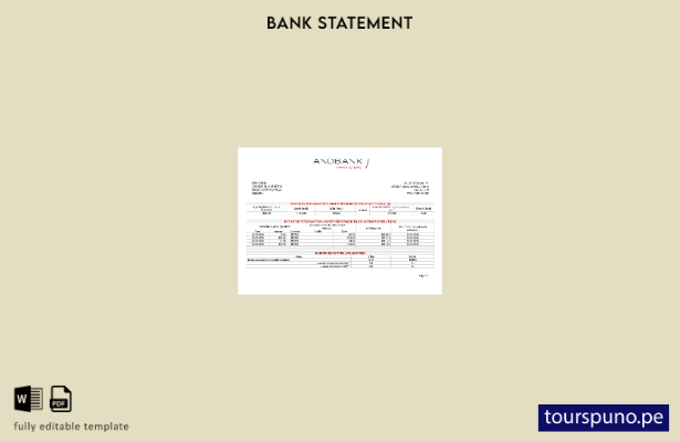 Plantilla extracto bancario Andorra Andbank lista para imprimir